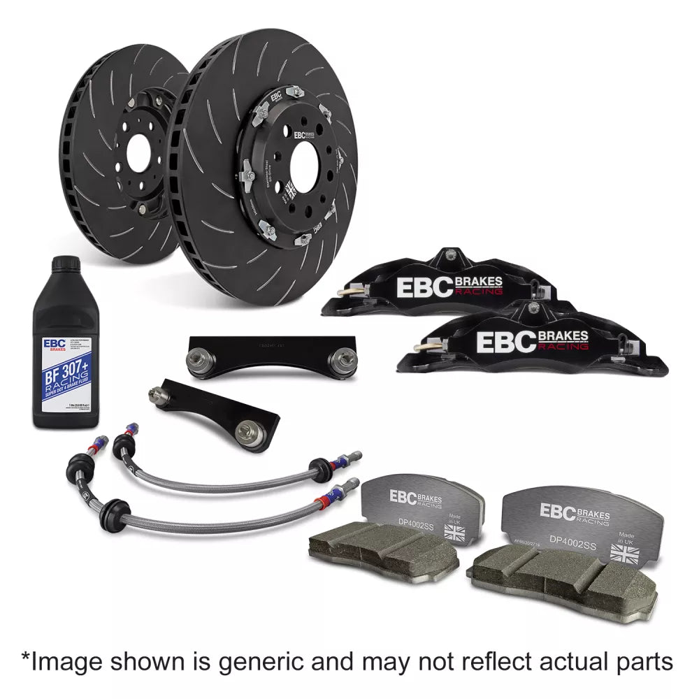 EBC Racing 92-00 BMW M3 (E36) w/Meyle Control Arms Black Apollo-4 Calipers 330mm Rotors Front BBK