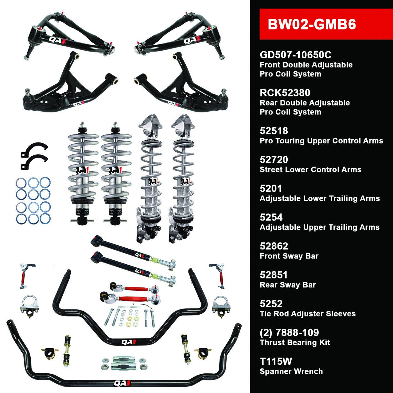 QA1 BW02-GMB6 Level 2 Big Wheel Suspension Kit 91-96 GM B-Body