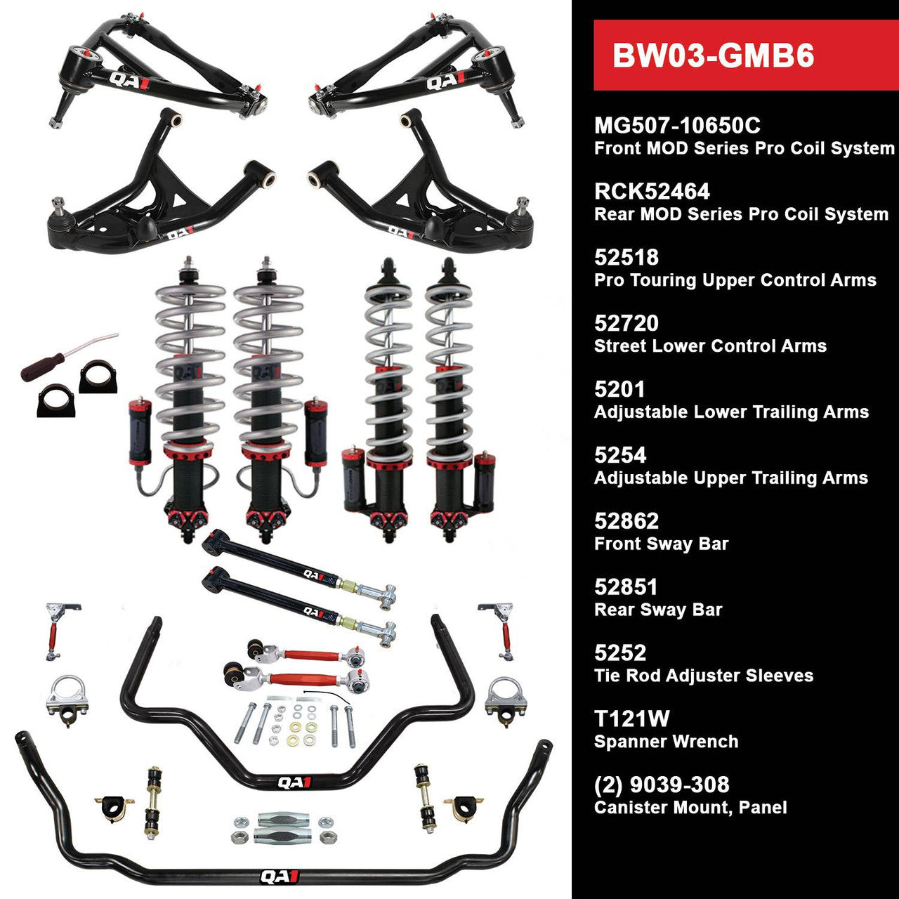 QA1 BW03-GMB6 Level 3 Big Wheel Suspension Kit 91-96 GM B-Body
