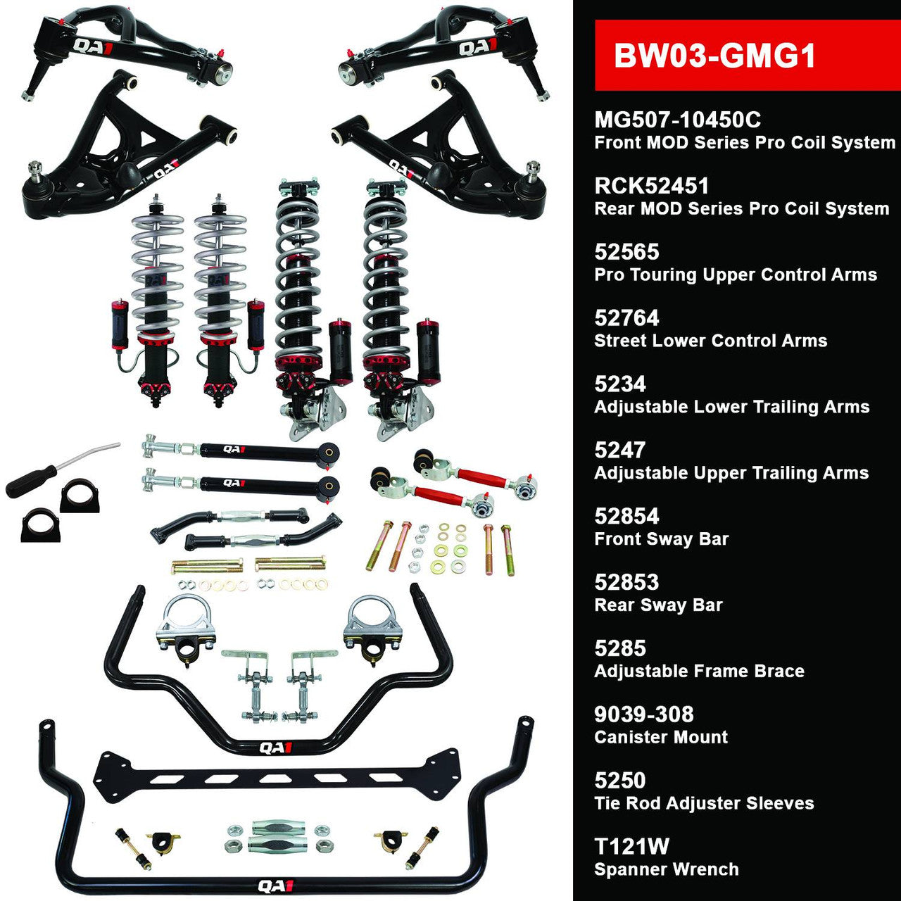 QA1 BW03-GMG1 Level 3 Big Wheel Suspension Kit 78-88 GM G-Body