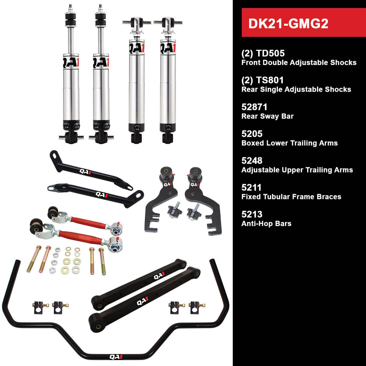 QA1 DK21-GMG2 Level 1 Full Vehicle Drag Kit 69-72 GM G-Body W/ Shocks