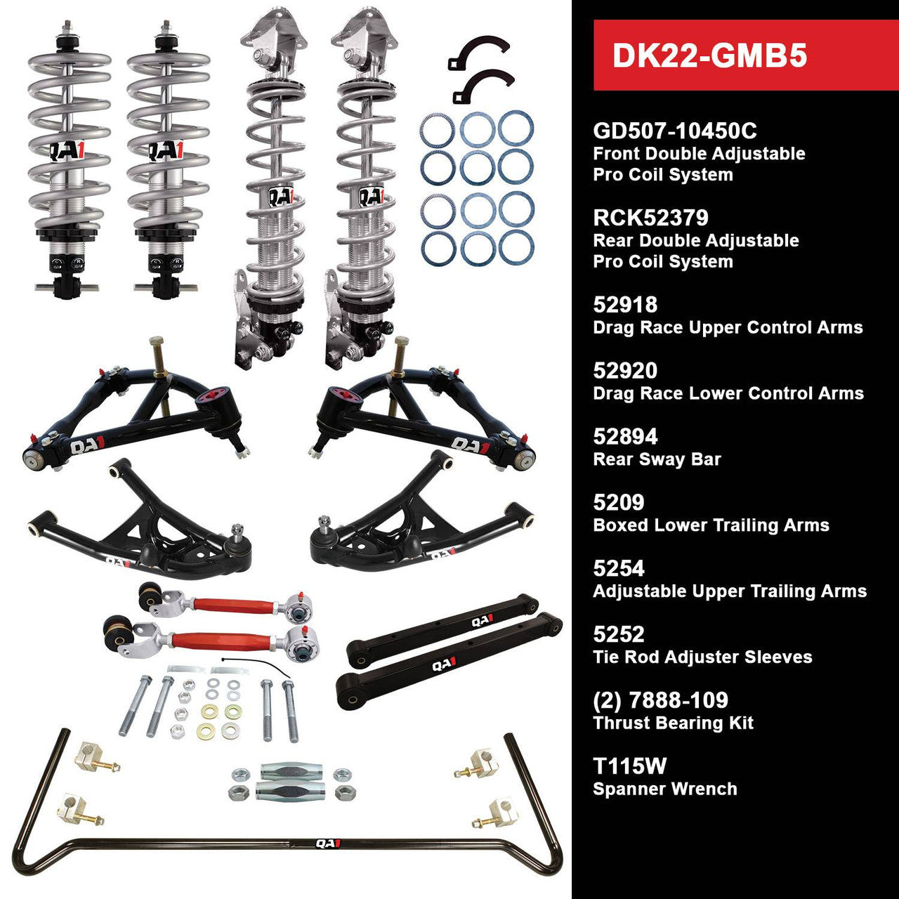 QA1 DK22-GMB5 Level 2 Full Vehicle Drag Kit 94-96 GM B-Body W/ Shocks