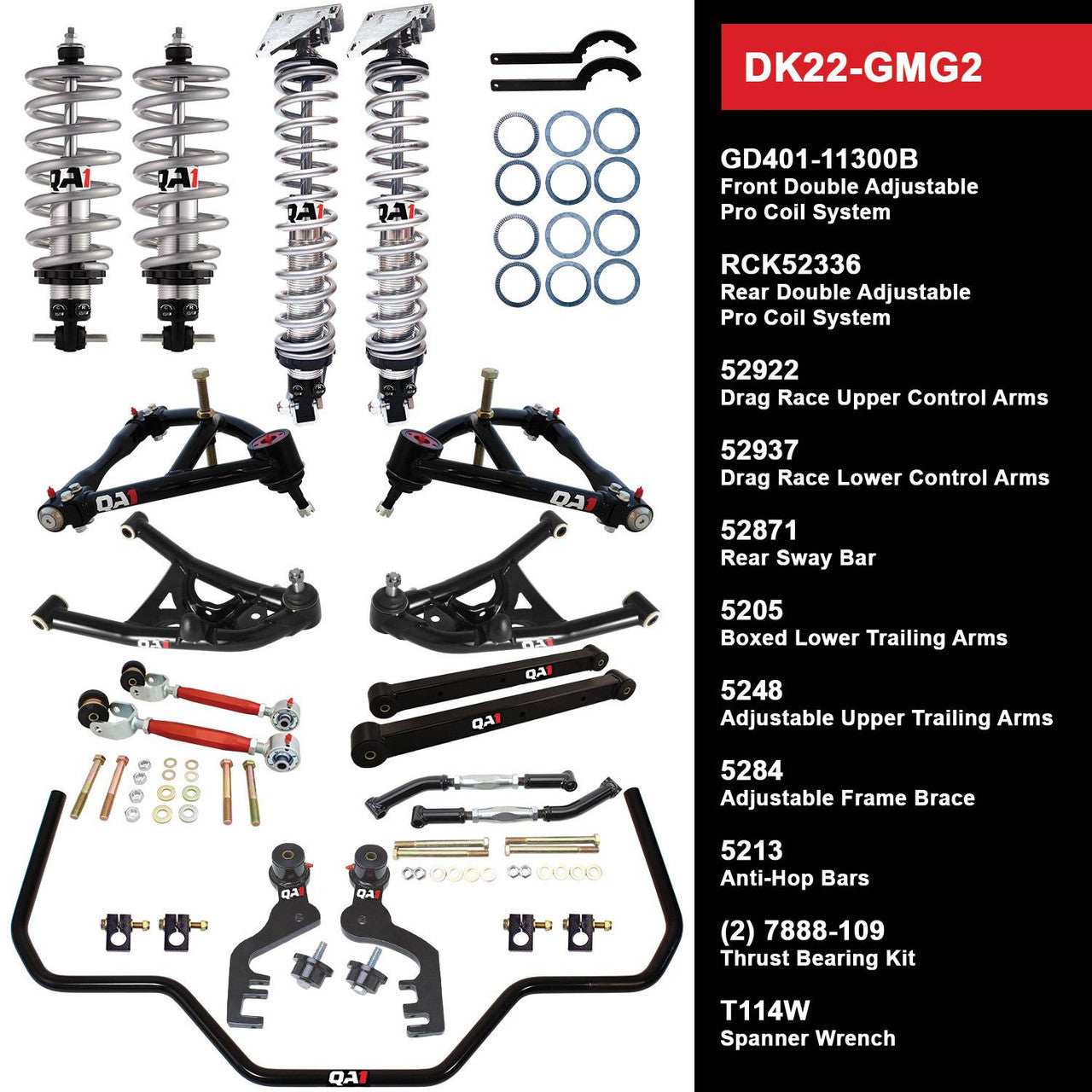 QA1 DK22-GMG2 Level 2 Full Vehicle Drag Kit 69-72 GM G-Body W/ Shocks