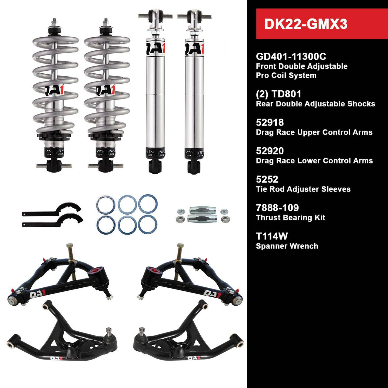 QA1 DK22-GMX3 Level 2 Full Vehicle Drag Kit 75-79 GM X-Body W/ Shocks