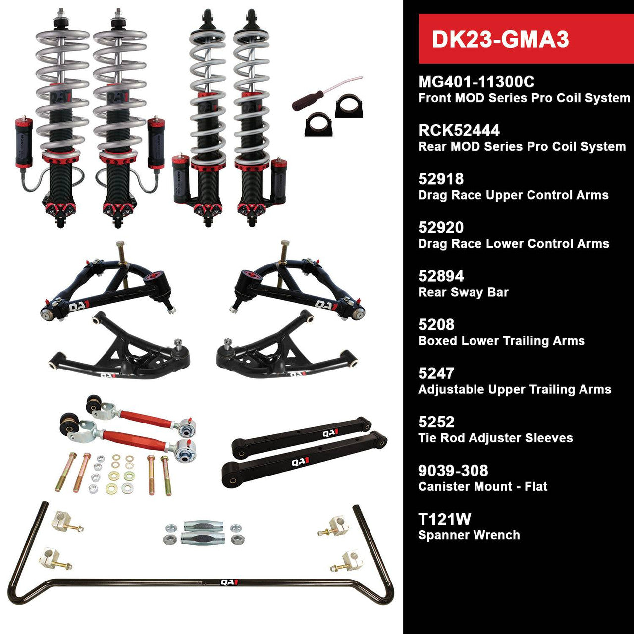 QA1 DK23-GMA3 Level 3 Full Vehicle Drag Kit 73-77 GM A-Body W/ Shocks