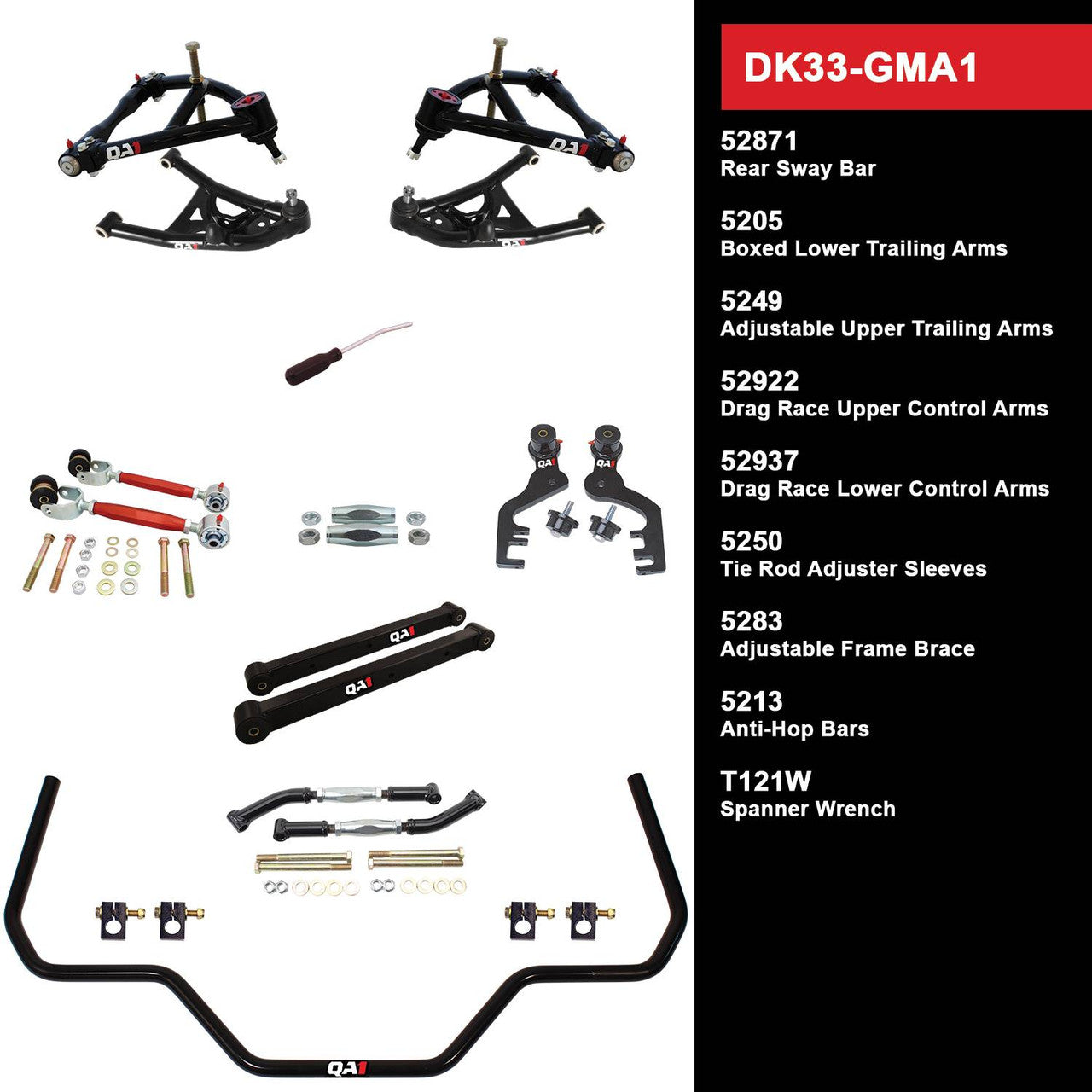 QA1 DK33-GMA1 Level 3 Full Vehicle Drag Kit 64-67 GM A-Body W/O Shocks