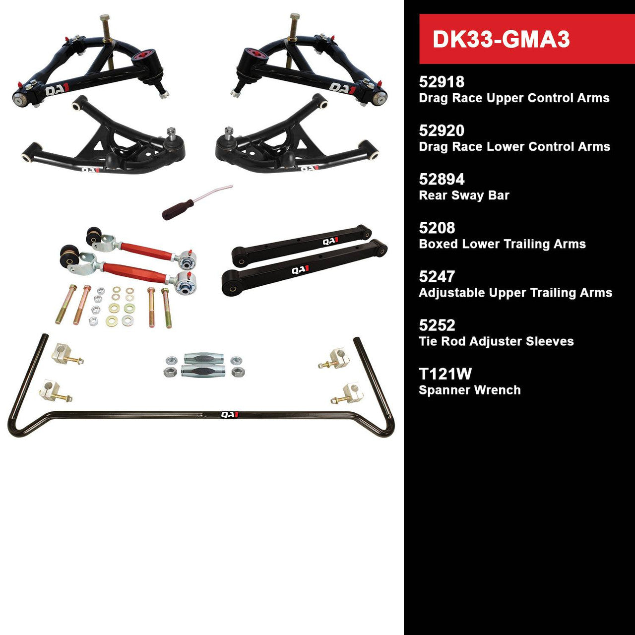 QA1 DK33-GMA3 Level 3 Full Vehicle Drag Kit 73-77 GM A-Body W/O Shocks