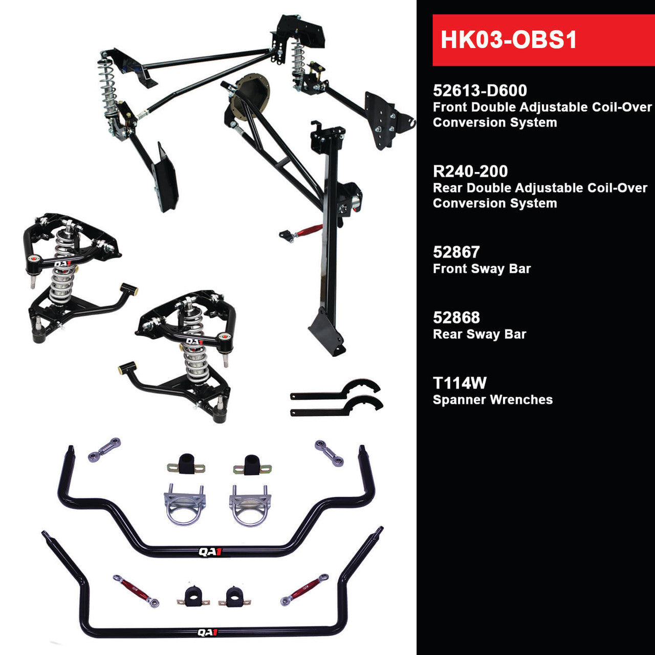 QA1 HK03-OBS1 Level 3 Full Vehicle Handling Kit 88-98 C1500 W/ Shocks