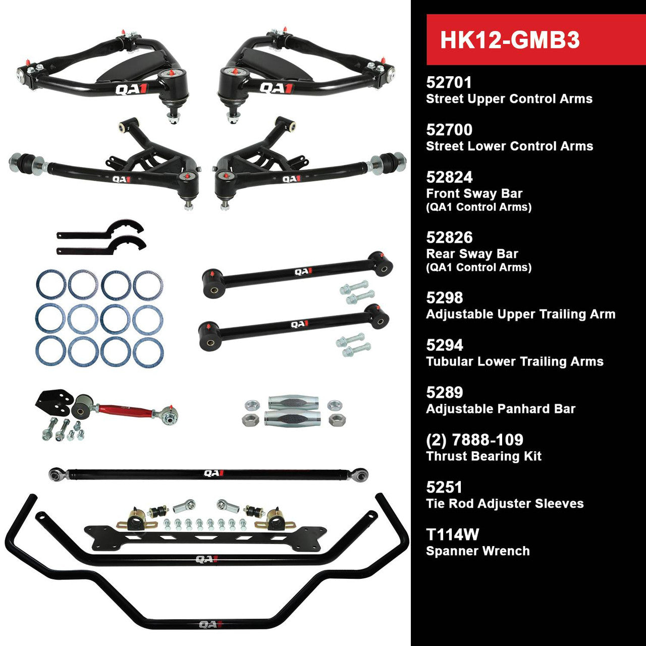 QA1 HK12-GMB3 Level 2 Full Vehicle Handling Kit 69-70 GM B-Body W/O Shocks