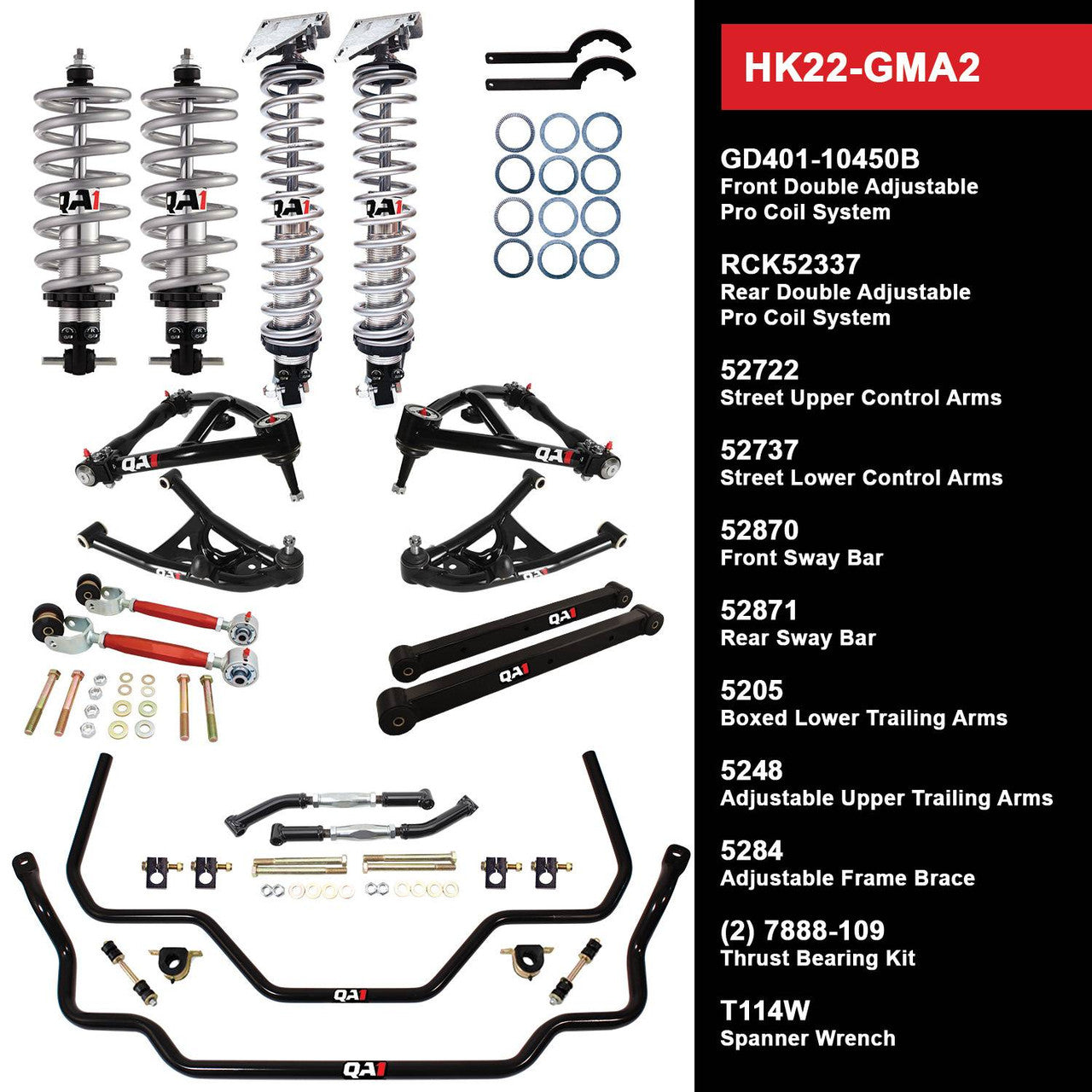 QA1 HK22-GMA2 Level 2 Full Vehicle Handling Kit 68-72 GM A-Body W/ Shocks