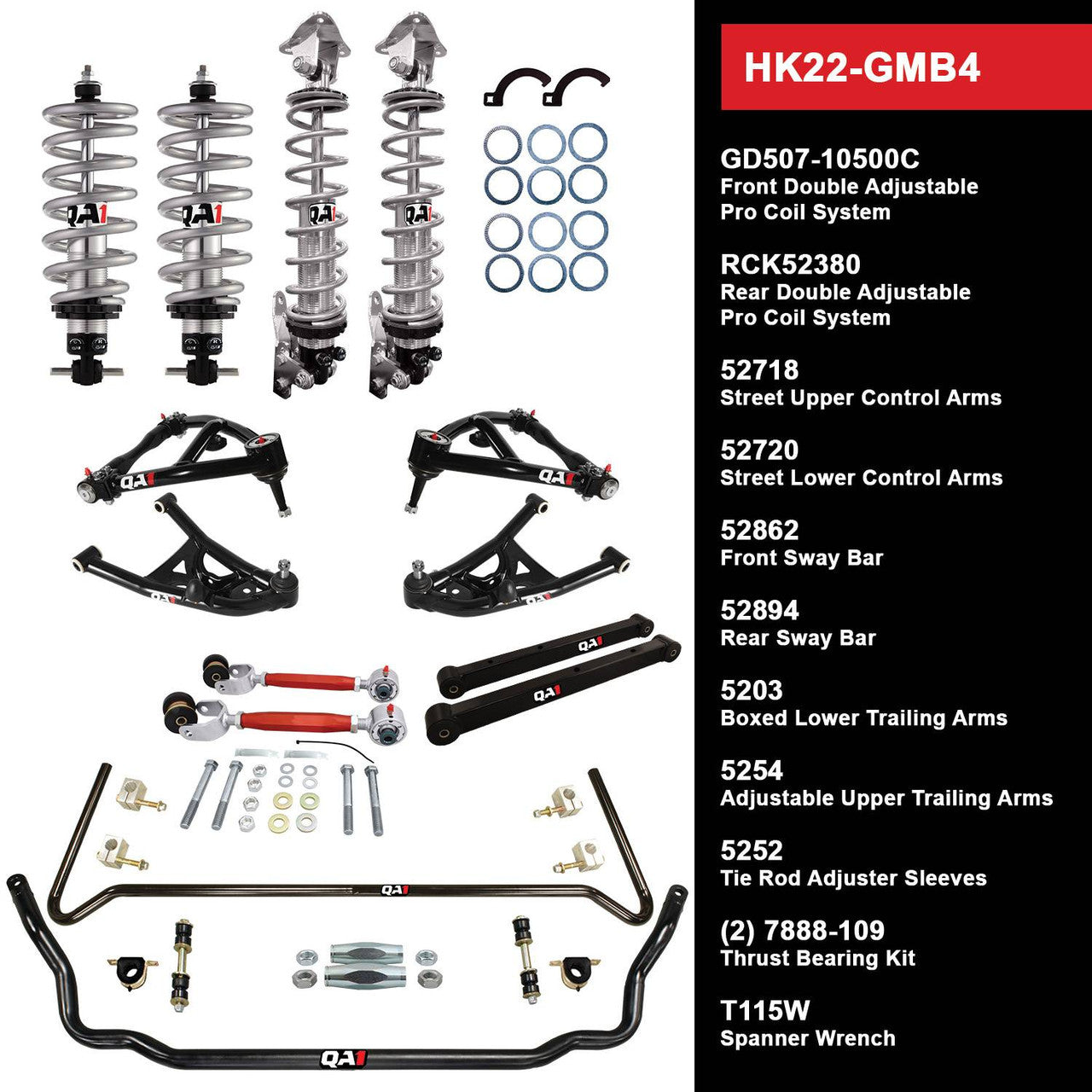 QA1 HK22-GMB4 Level 2 Full Vehicle Handling Kit 78-93 GM B-Body W/ Shocks