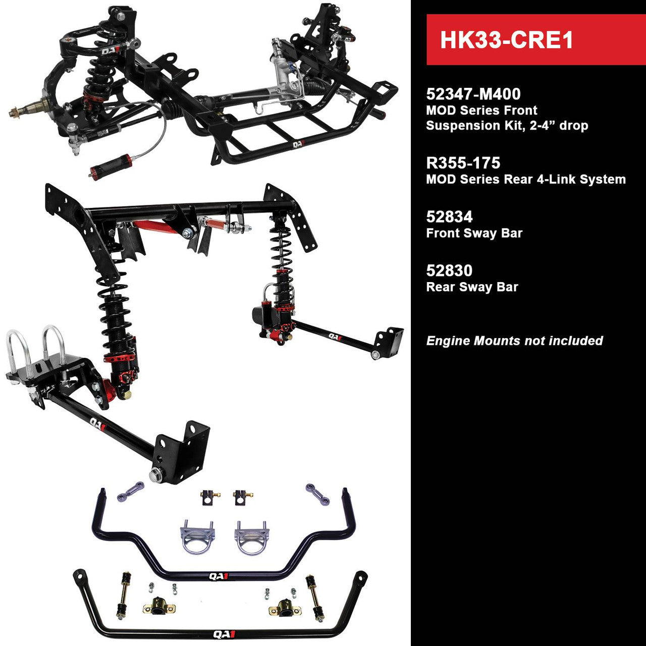QA1 HK33-CRE1 Level 3 Full Vehicle Handling Kit 70-74 Mopar E-Body MOD Series 2-4in. Drop