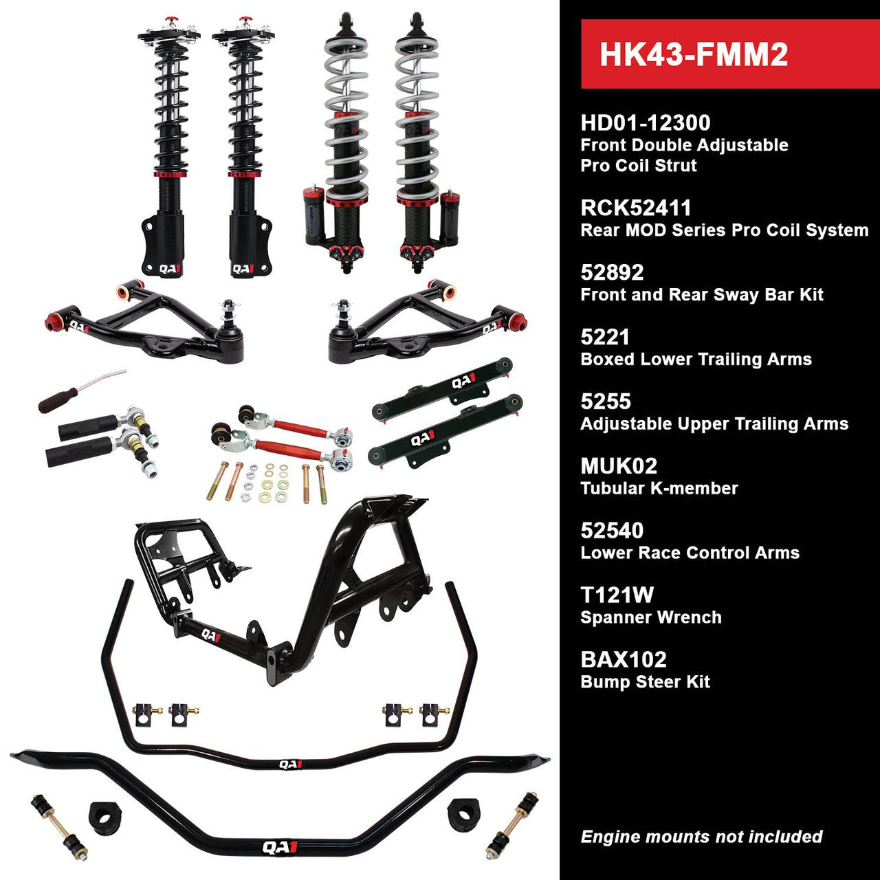 QA1 HK43-FMM2 Level 3 Full Vehicle Handling Kit 87-89 Mustang W/ Shocks