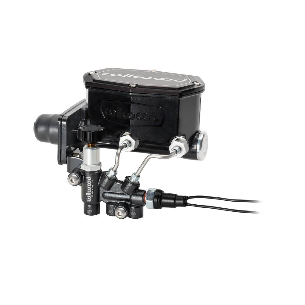 Wilwood 261-17799-BK Wilwood MOPAR Compact Tandem M/C Kit w/ P-Valve 1.12in Bore - Black