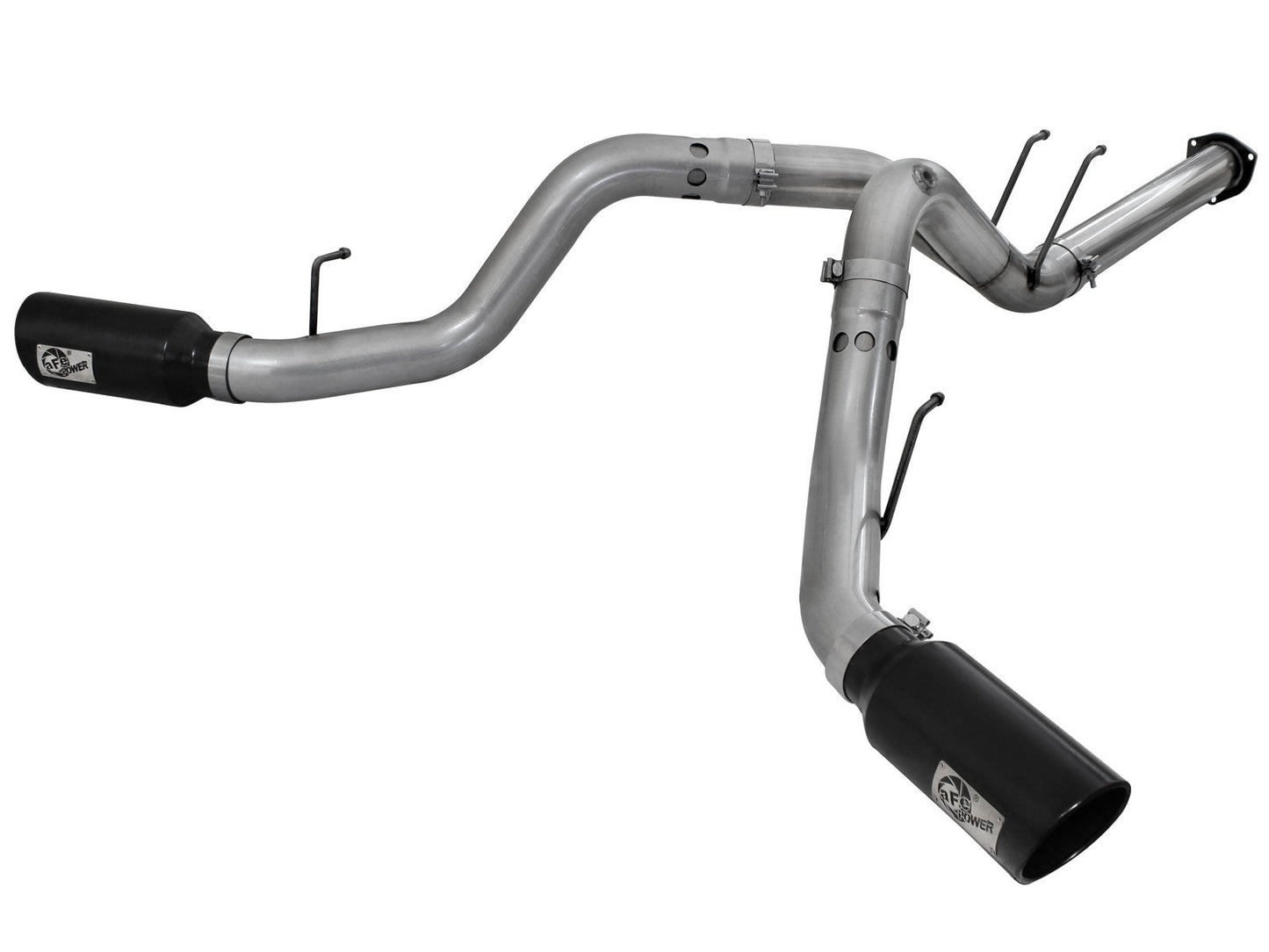 aFe 49-43122-P aFe Large Bore-HD 4in 409 Stainless Steel DPF-Back Exhaust w/Polished Tips 15-16 Ford Diesel Truck