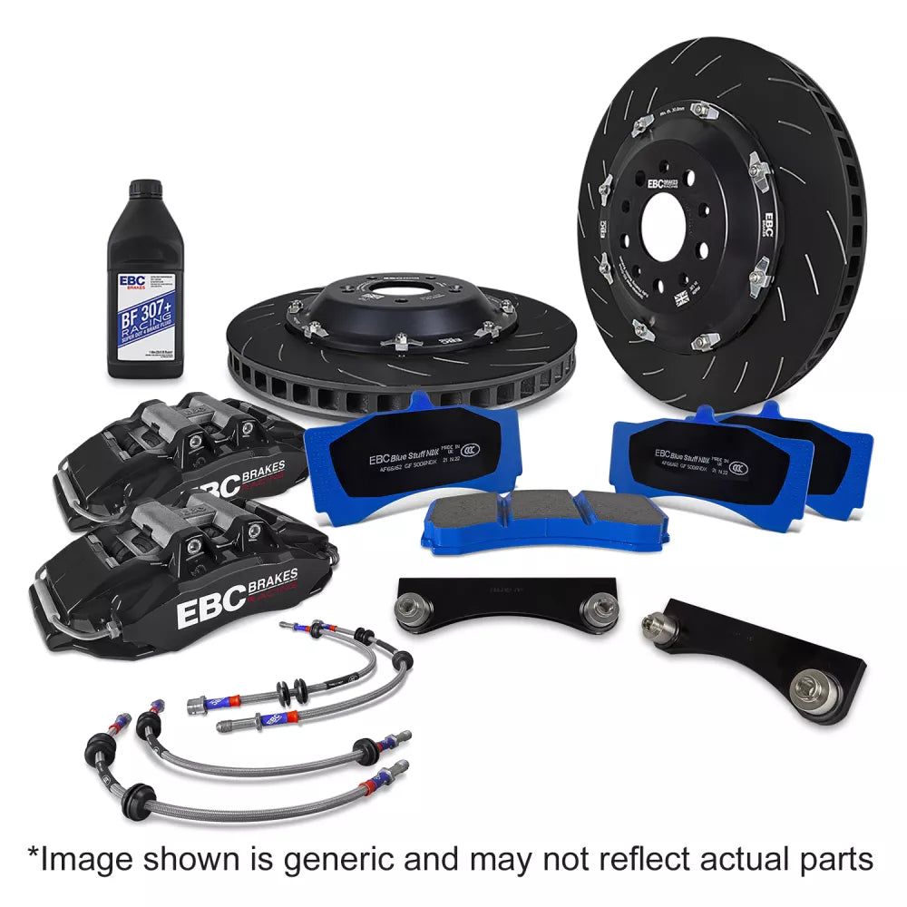 EBC Racing 17-21 Honda Civic Type-R (FK8) Black Apollo-6 Calipers 380mm Rotors Front Big Brake Kit