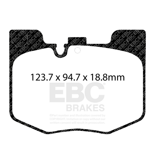 EBC Racing 2020+ Toyota GR Supra 2.0 Turbo / 2019 BMW 330 G20 2.0 Turbo RP-1 Race Front Brake Pads