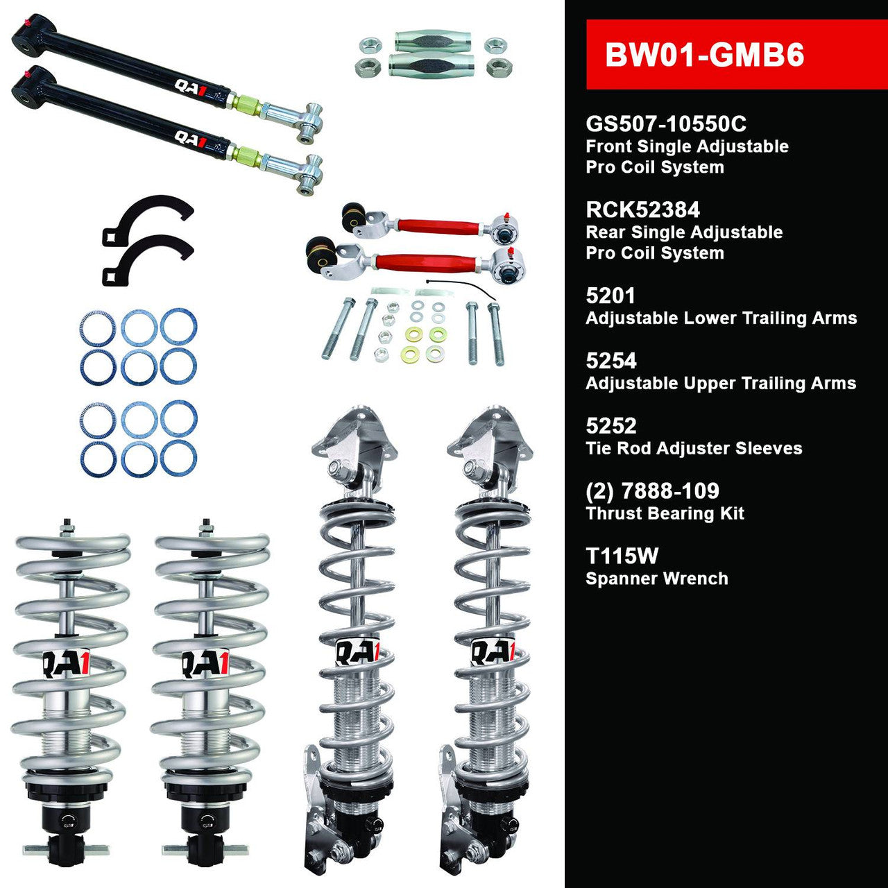 QA1 BW01-GMB6 Level 1 Big Wheel Suspension Kit 91-96 GM B-Body