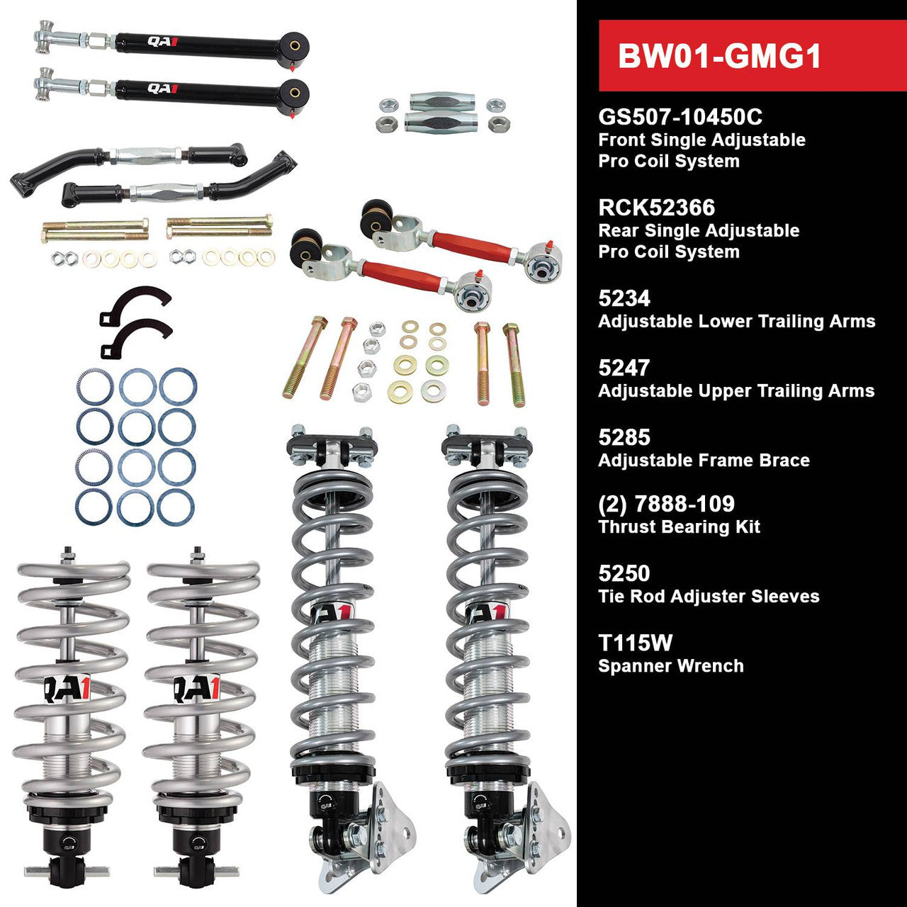 QA1 BW01-GMG1 Level 1 Big Wheel Suspension Kit 78-88 GM G-Body