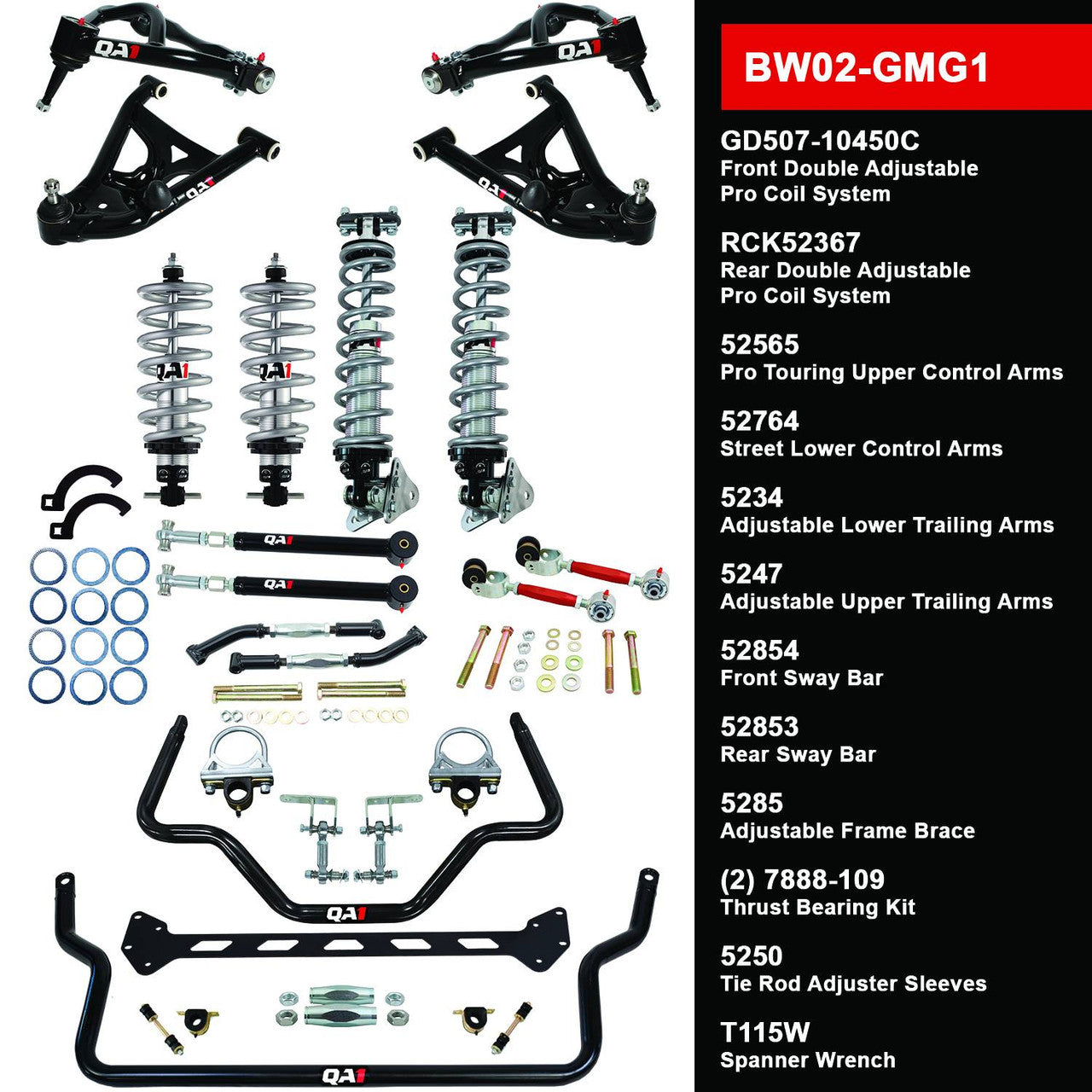 QA1 BW02-GMG1 Level 2 Big Wheel Suspension Kit 78-88 GM G-Body