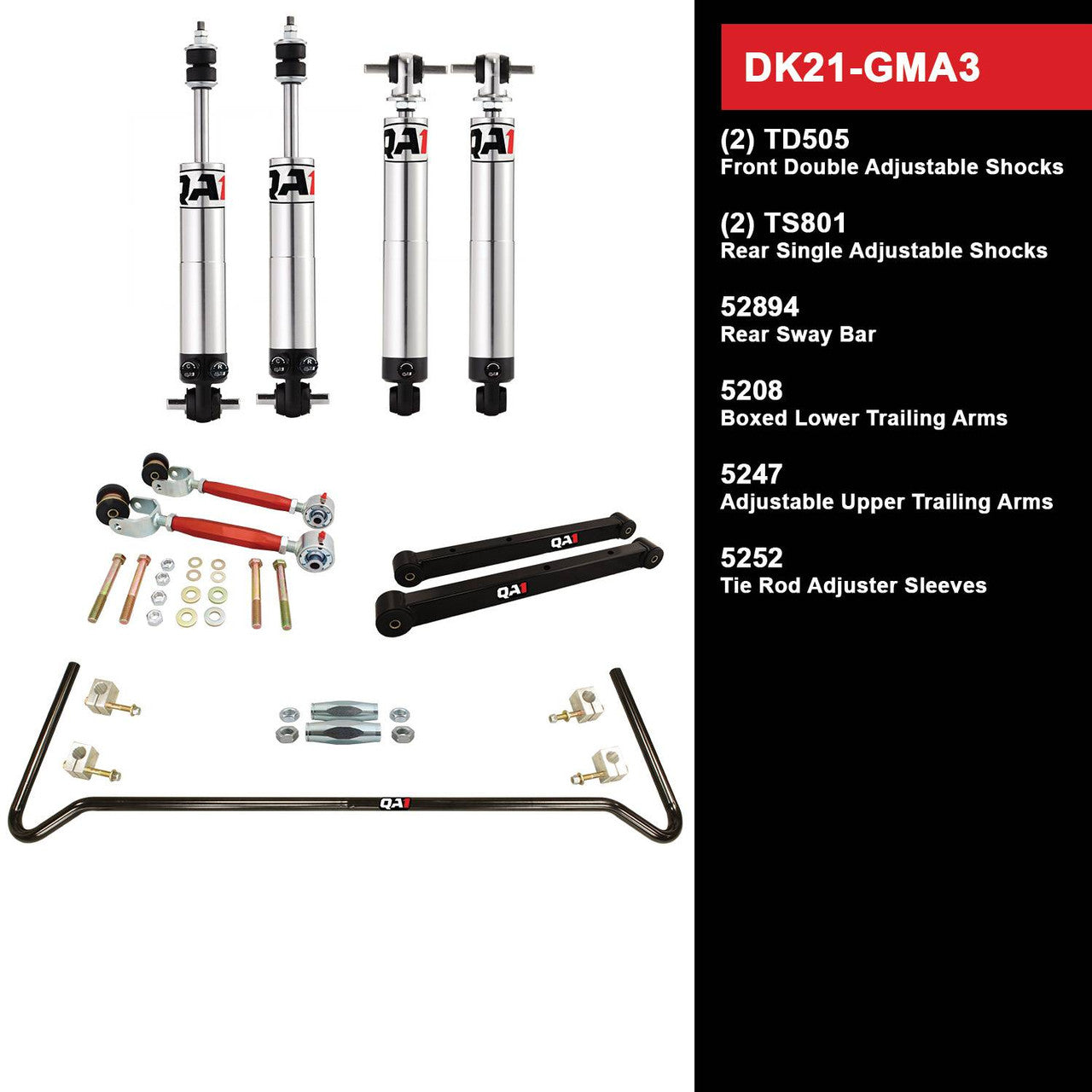 QA1 DK21-GMA3 Level 1 Full Vehicle Drag Kit 73-77 GM A-Body W/ Shocks