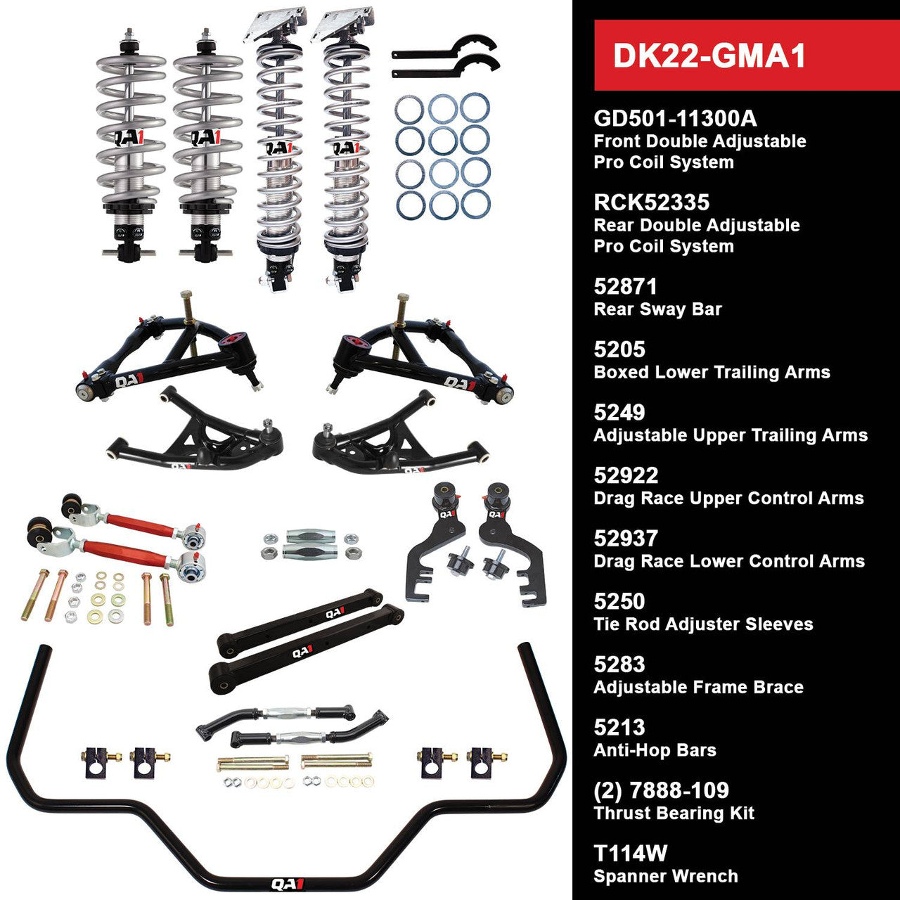 QA1 DK22-GMA1 Level 2 Full Vehicle Drag Kit 64-67 GM A-Body W/ Shocks