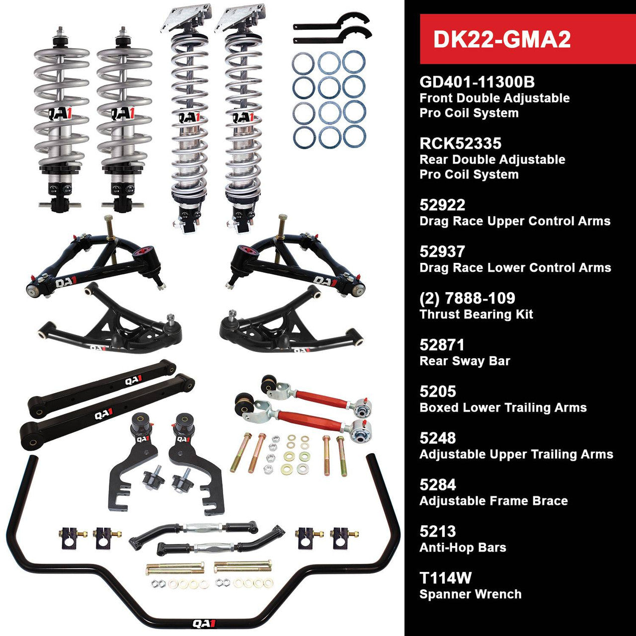 QA1 DK22-GMA2 Level 2 Full Vehicle Drag Kit 68-72 GM A-Body W/ Shocks