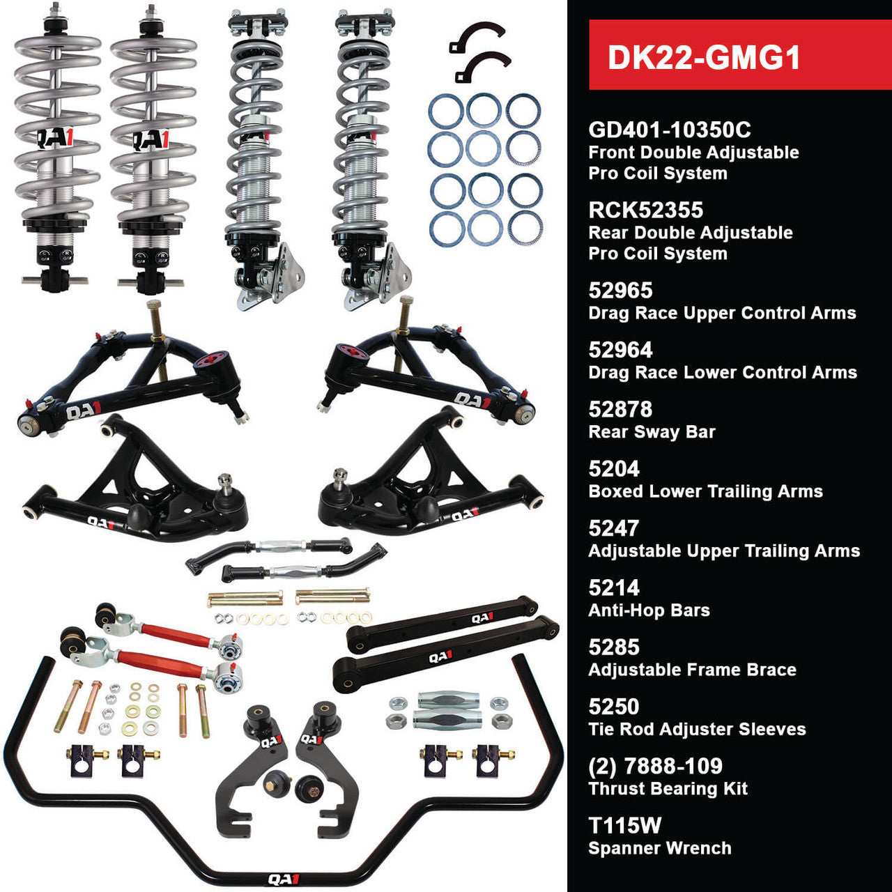 QA1 DK22-GMG1 Level 2 Full Vehicle Drag Kit 78-88 GM G-Body W/ Shocks