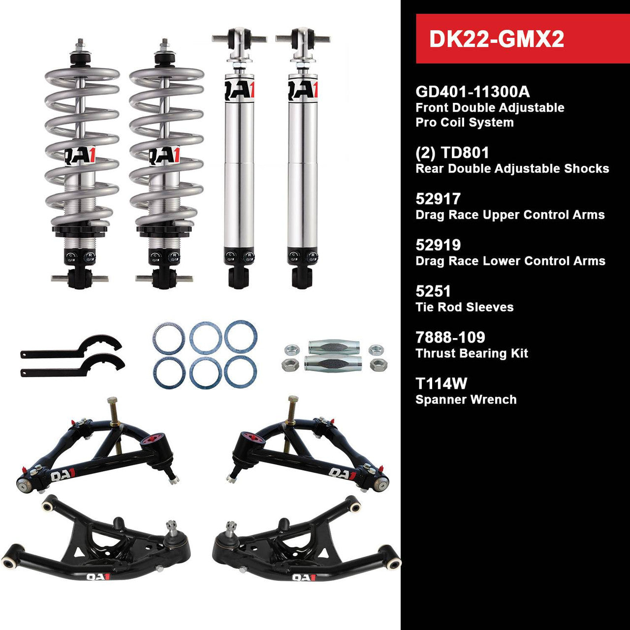 QA1 DK22-GMX2 Level 2 Full Vehicle Drag Kit 68-74 GM X-Body W/ Shocks
