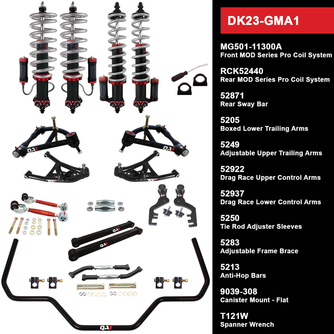 QA1 DK23-GMA1 Level 3 Full Vehicle Drag Kit 64-67 GM A-Body W/ Shocks