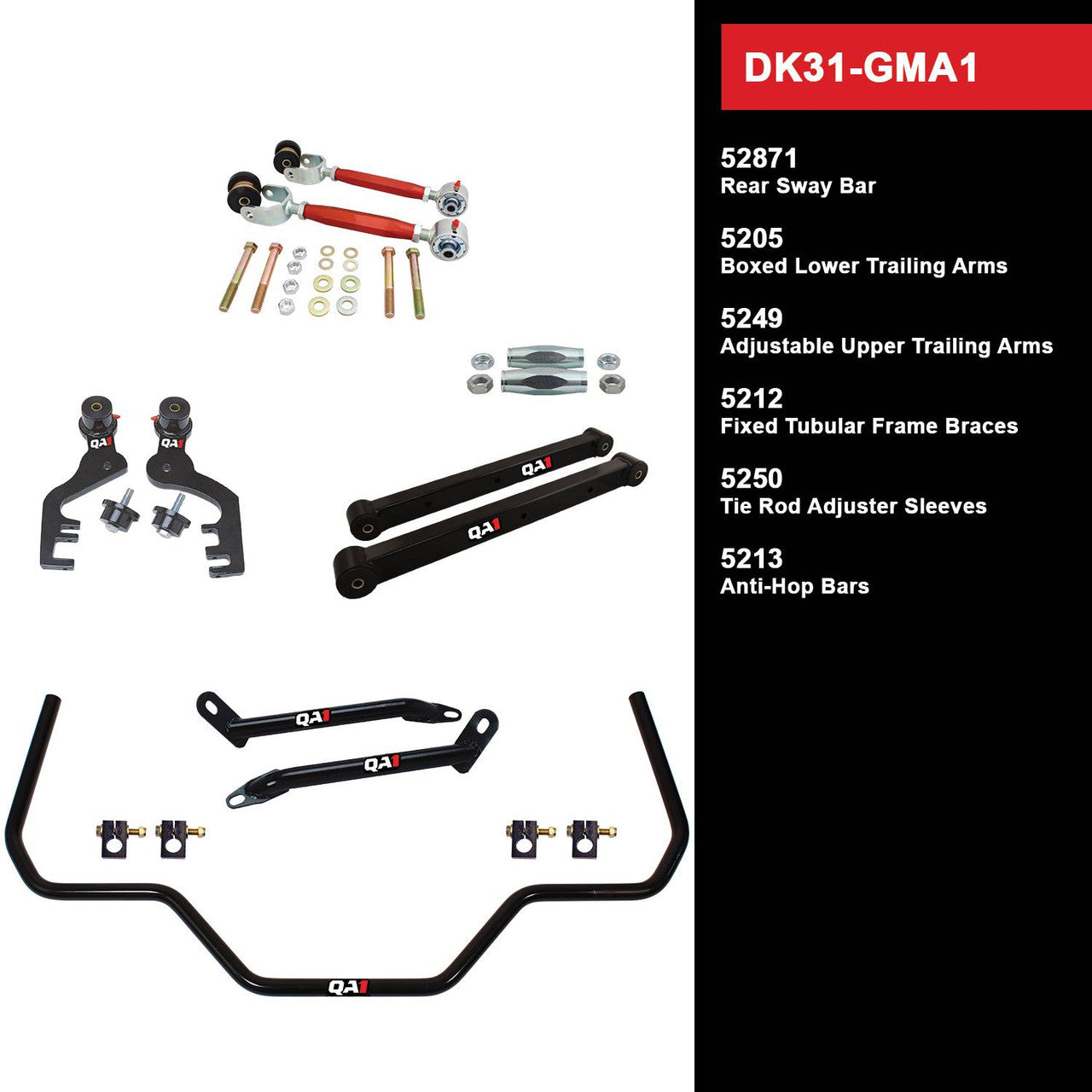 QA1 DK31-GMA1 Level 1 Full Vehicle Drag Kit 64-67 GM A-Body W/O Shocks