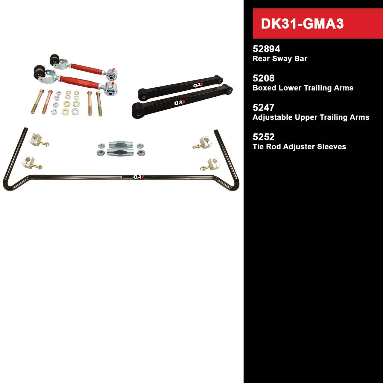 QA1 DK31-GMA3 Level 1 Full Vehicle Drag Kit 73-77 GM A-Body W/O Shocks