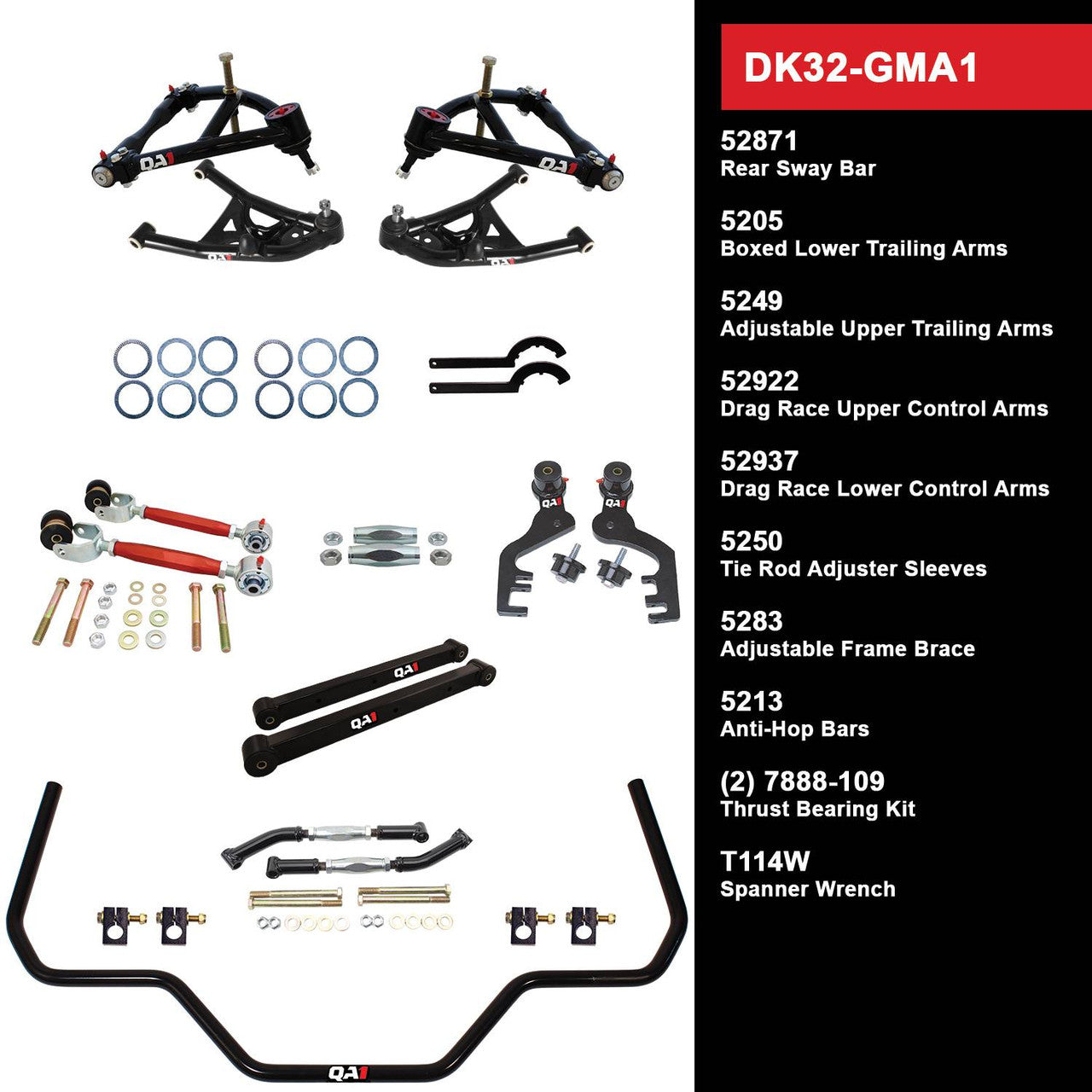 QA1 DK32-GMA1 Level 2 Full Vehicle Drag Kit 64-67 GM A-Body W/O Shocks