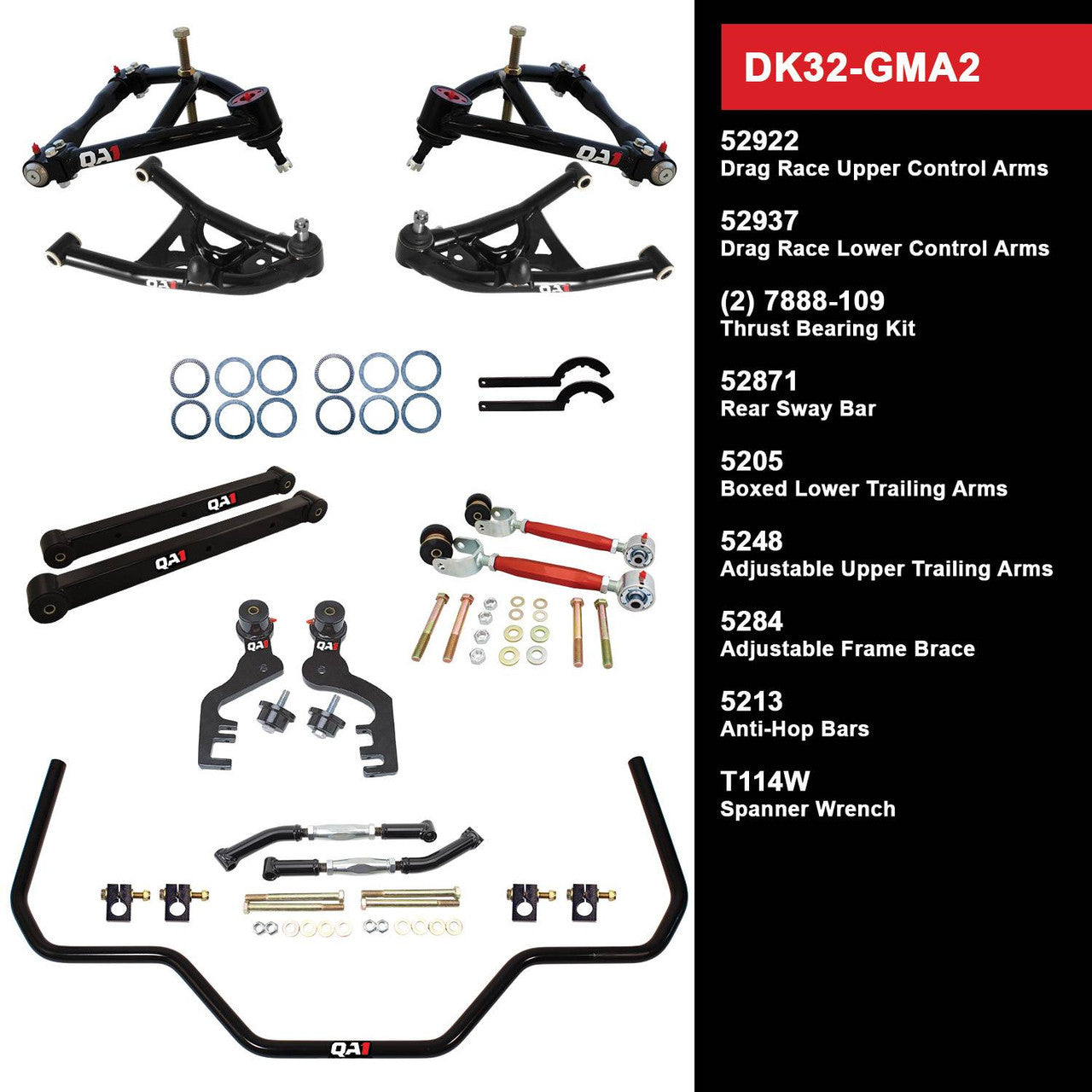 QA1 DK32-GMA2 Level 2 Full Vehicle Drag Kit 68-72 GM A-Body W/O Shocks