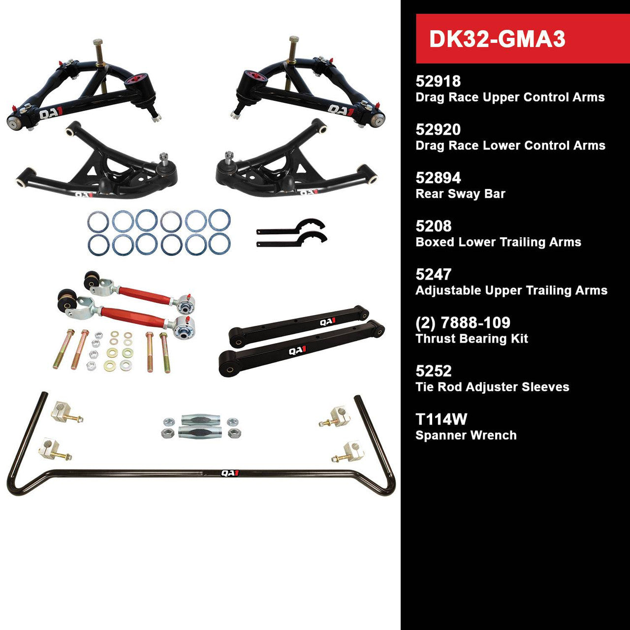 QA1 DK32-GMA3 Level 2 Full Vehicle Drag Kit 73-77 GM A-Body W/O Shocks
