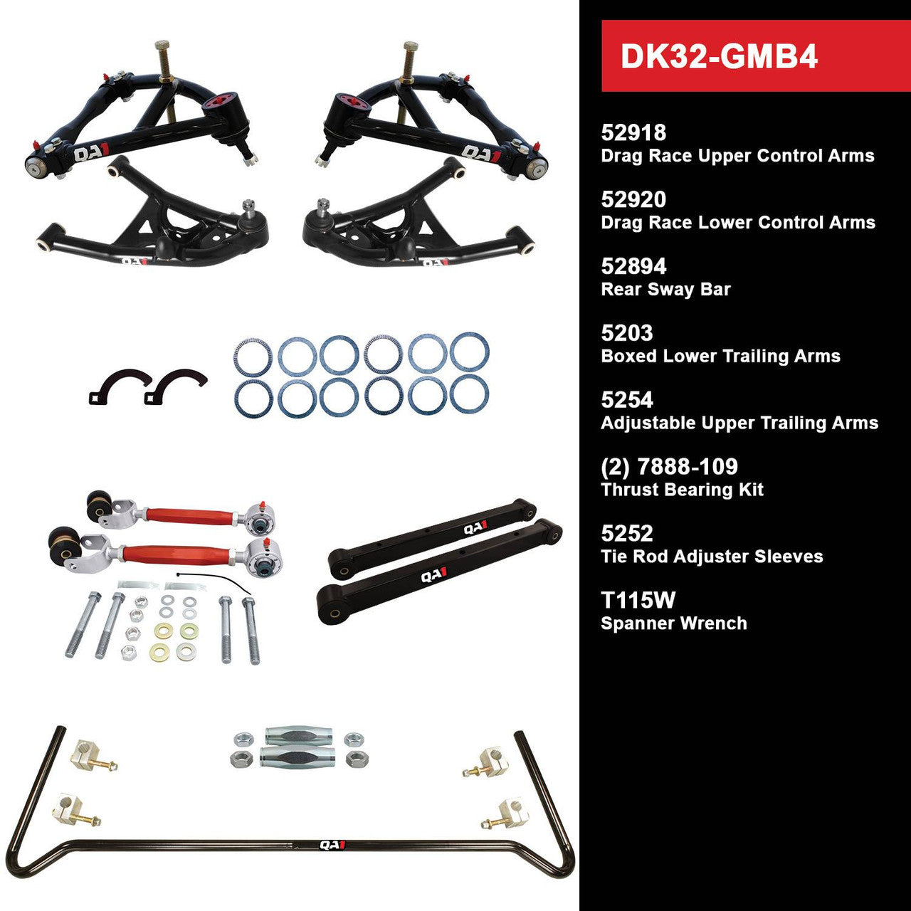 QA1 DK32-GMB4 Level 2 Full Vehicle Drag Kit 78-93 GM B-Body W/O Shocks