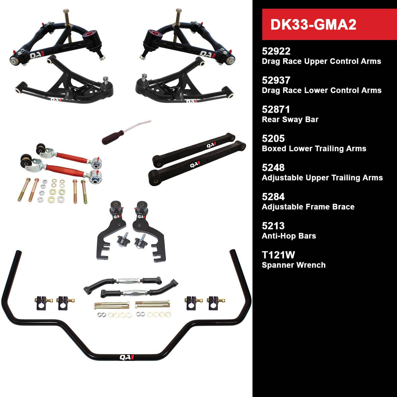 QA1 DK33-GMA2 Level 3 Full Vehicle Drag Kit 68-72 GM A-Body W/O Shocks