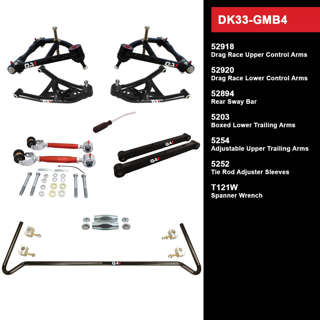 QA1 DK33-GMB4 Level 3 Full Vehicle Drag Kit 78-93 GM B-Body W/O Shocks