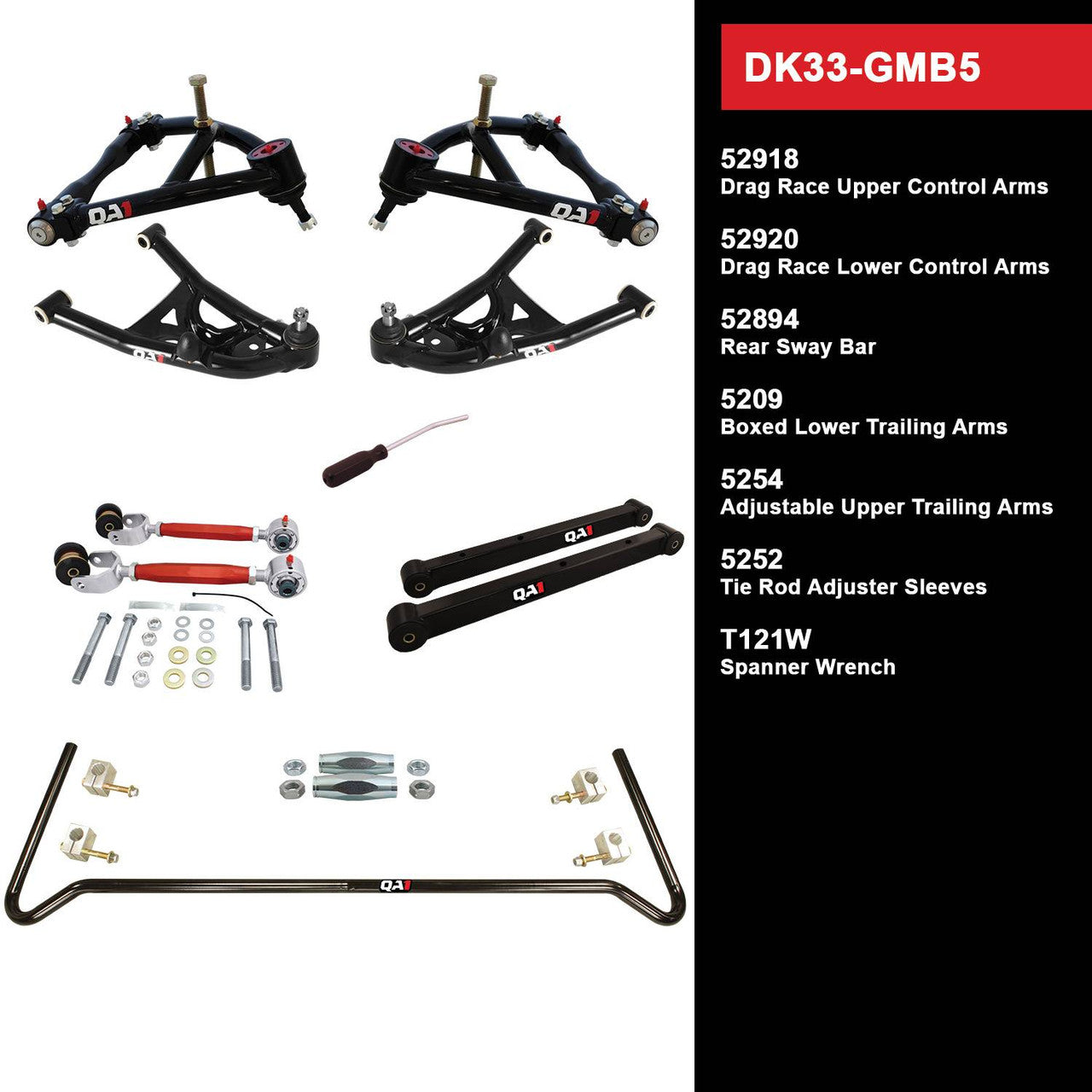 QA1 DK33-GMB5 Level 3 Full Vehicle Drag Kit 94-96 GM B-Body W/O Shocks
