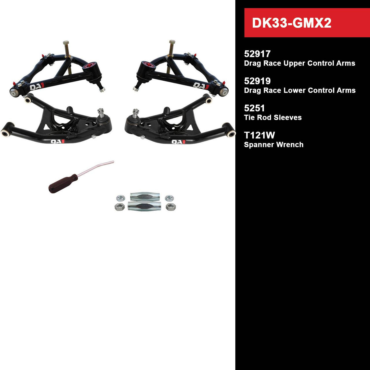 QA1 DK33-GMX2 Level 3 Full Vehicle Drag Kit 68-74 GM X-Body W/O Shocks