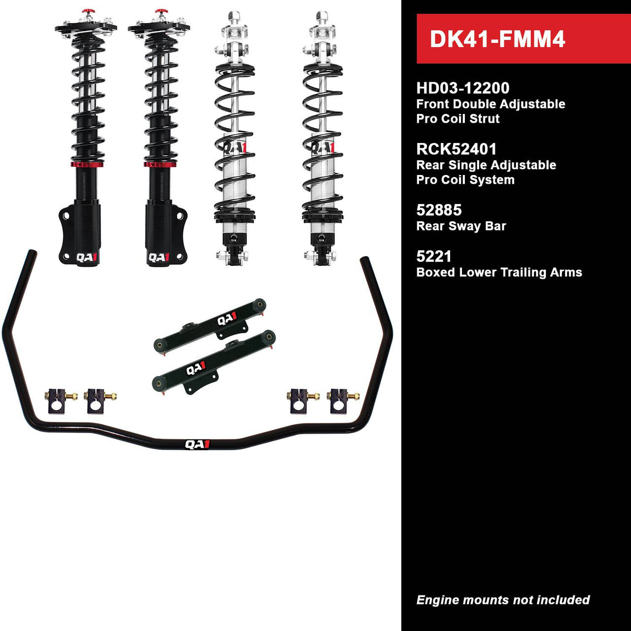 QA1 DK41-FMM4 DK41-FMM4 Level 1 Full Vehicle Drag Kit 94-04 Mustang W/ Shocks