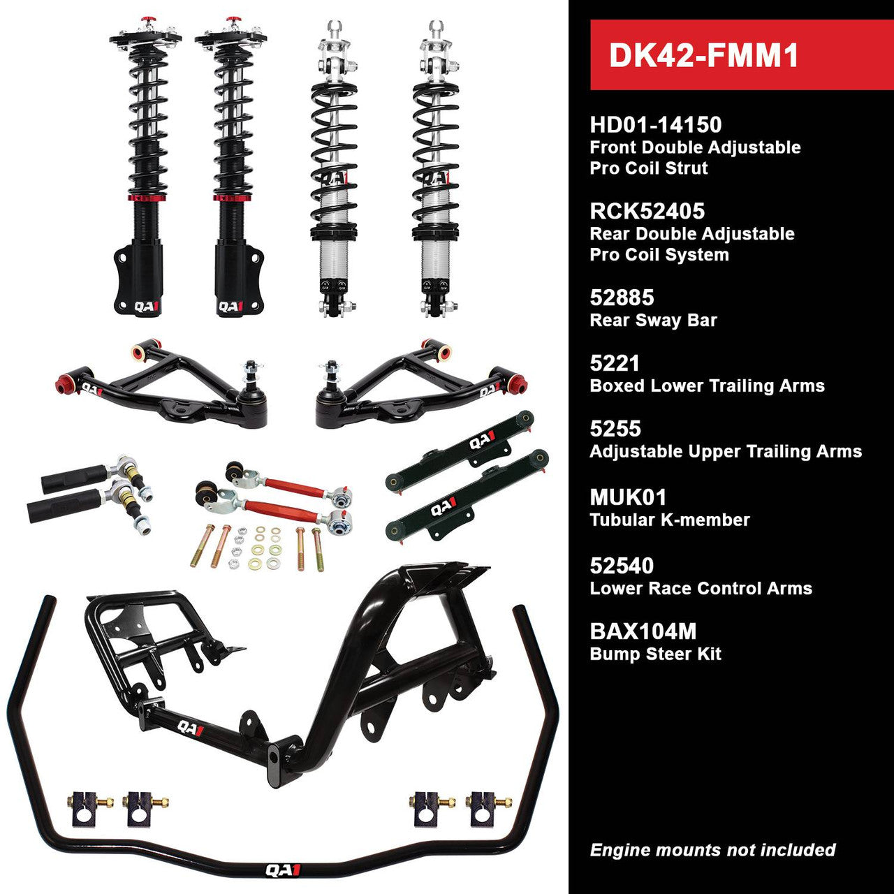 QA1 DK42-FMM1 DK42-FMM1 Level 2 Full Vehicle Drag Kit 79-86 Mustang W/ Shocks