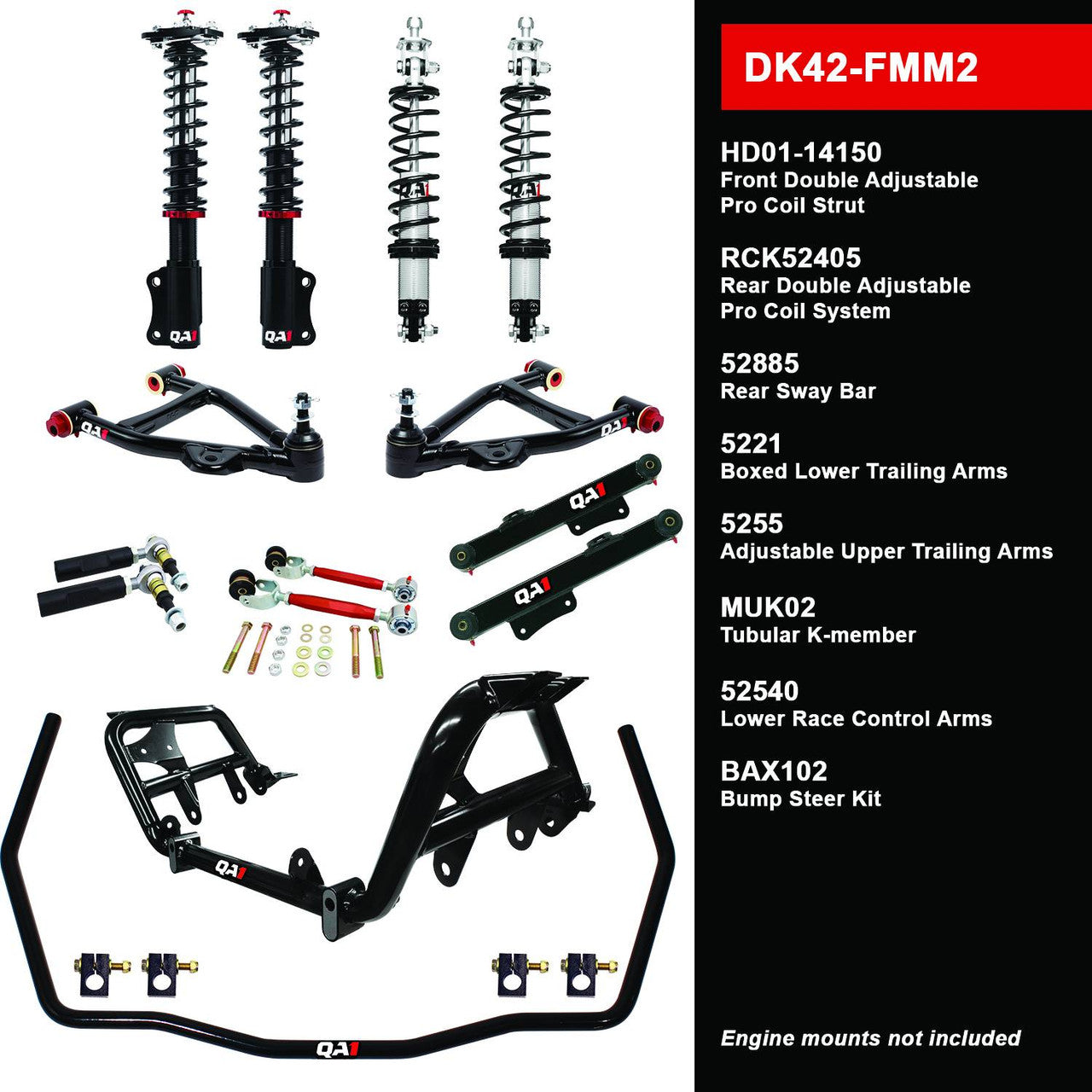 QA1 DK42-FMM2 DK42-FMM2 Level 2 Full Vehicle Drag Kit 87-89 Mustang W/ Shocks