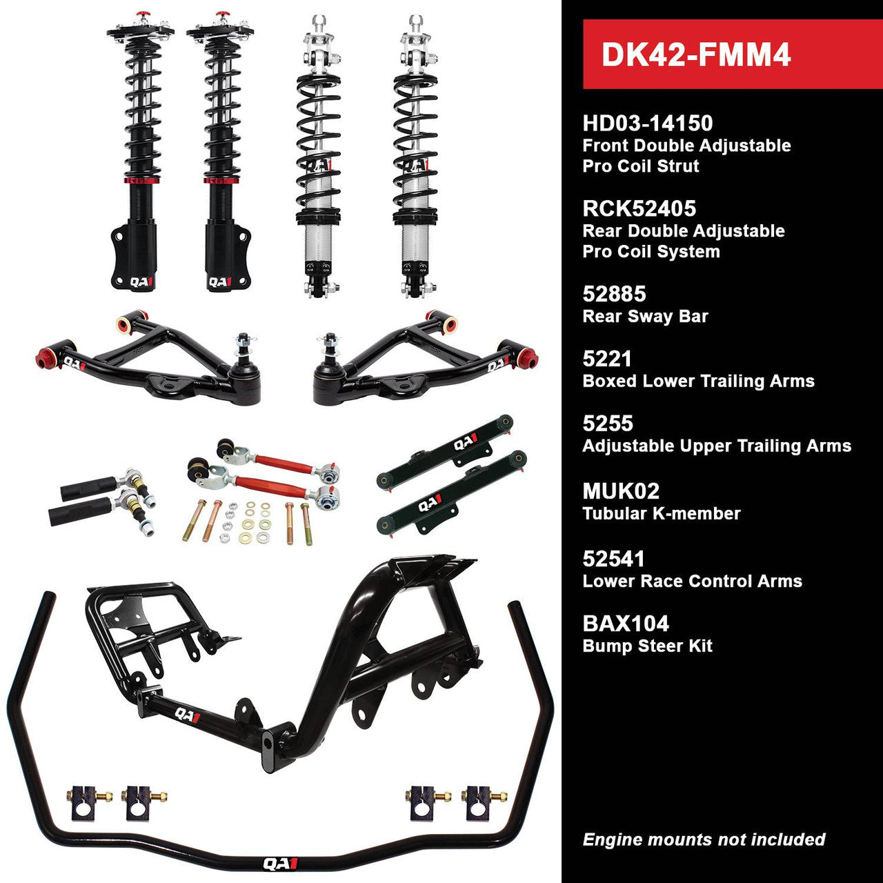 QA1 DK42-FMM4 DK42-FMM4 Level 2 Full Vehicle Drag Kit 94-04 Mustang W/ Shocks