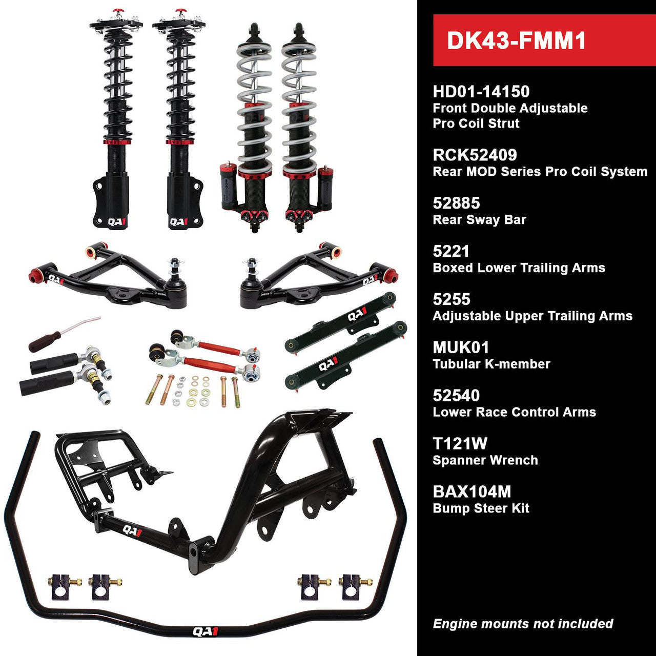QA1 DK43-FMM1 DK43-FMM1 Level 3 Full Vehicle Drag Kit 79-86 Mustang W/ Shocks