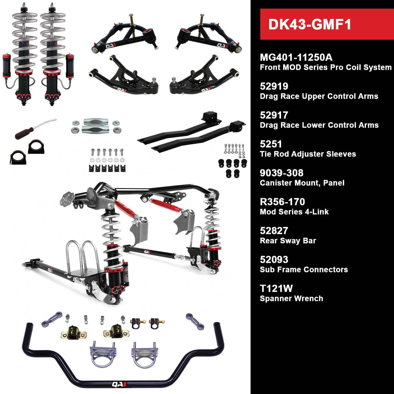 QA1 DK43-GMF1 DK43-GMF1 Level 3 Drag Full Vehicle Suspension Kit 67-69 F-Body W/Shocks