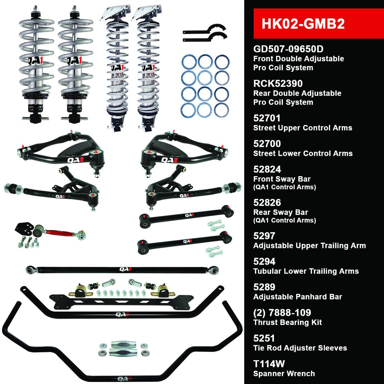 QA1 HK02-GMB2 Level 2 Full Vehicle Handling Kit 65-68 GM B-Body W/ Shocks