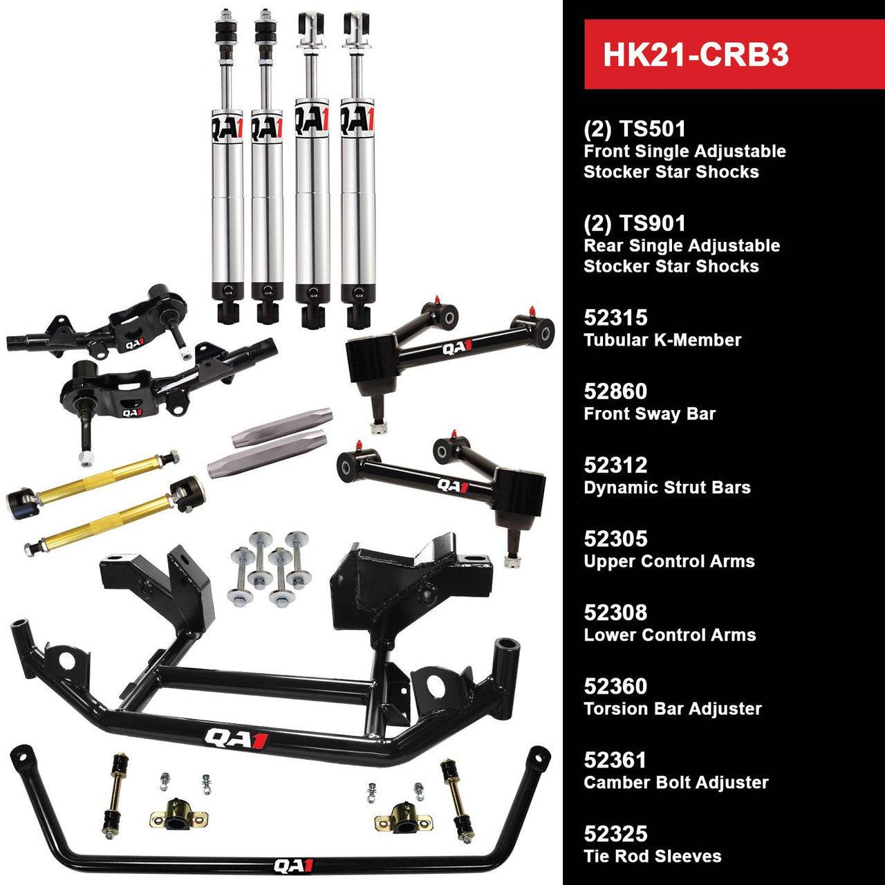 QA1 HK21-CRB3 Level 1 Full Vehicle Handling Kit 68-70 Mopar B-Body Single Adjustable Torsion Bar