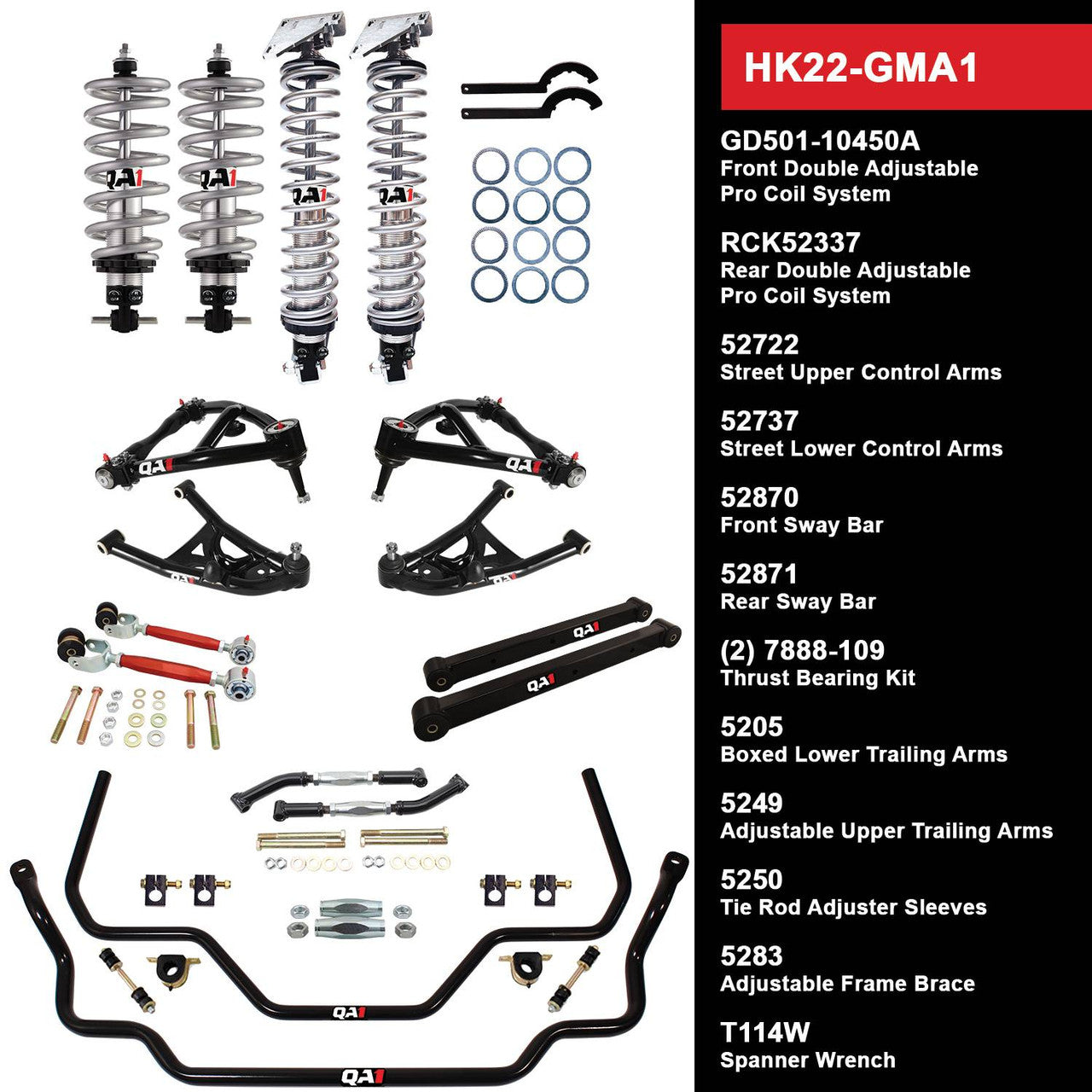 QA1 HK22-GMA1 Level 2 Full Vehicle Handling Kit 64-67 GM A-Body W/ Shocks