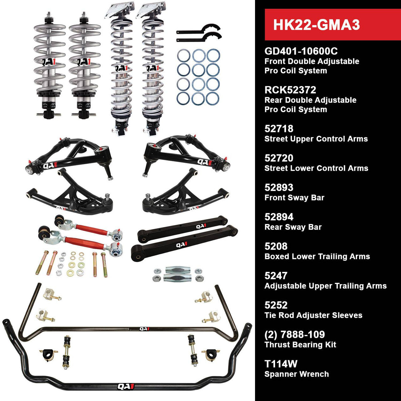QA1 HK22-GMA3 Level 2 Full Vehicle Handling Kit 73-77 GM A-Body W/ Shocks